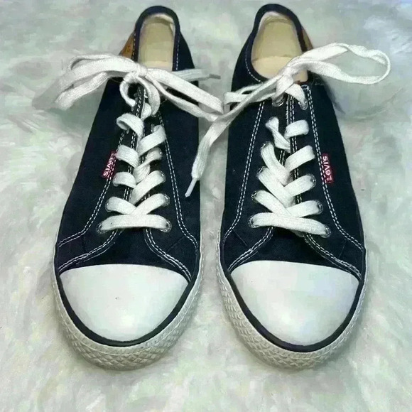 LEVI'S Classic Navy Stan Buck Lace Up Canvas Low Top Sneakers Women Size 8.5 EUC - Picture 8 of 12